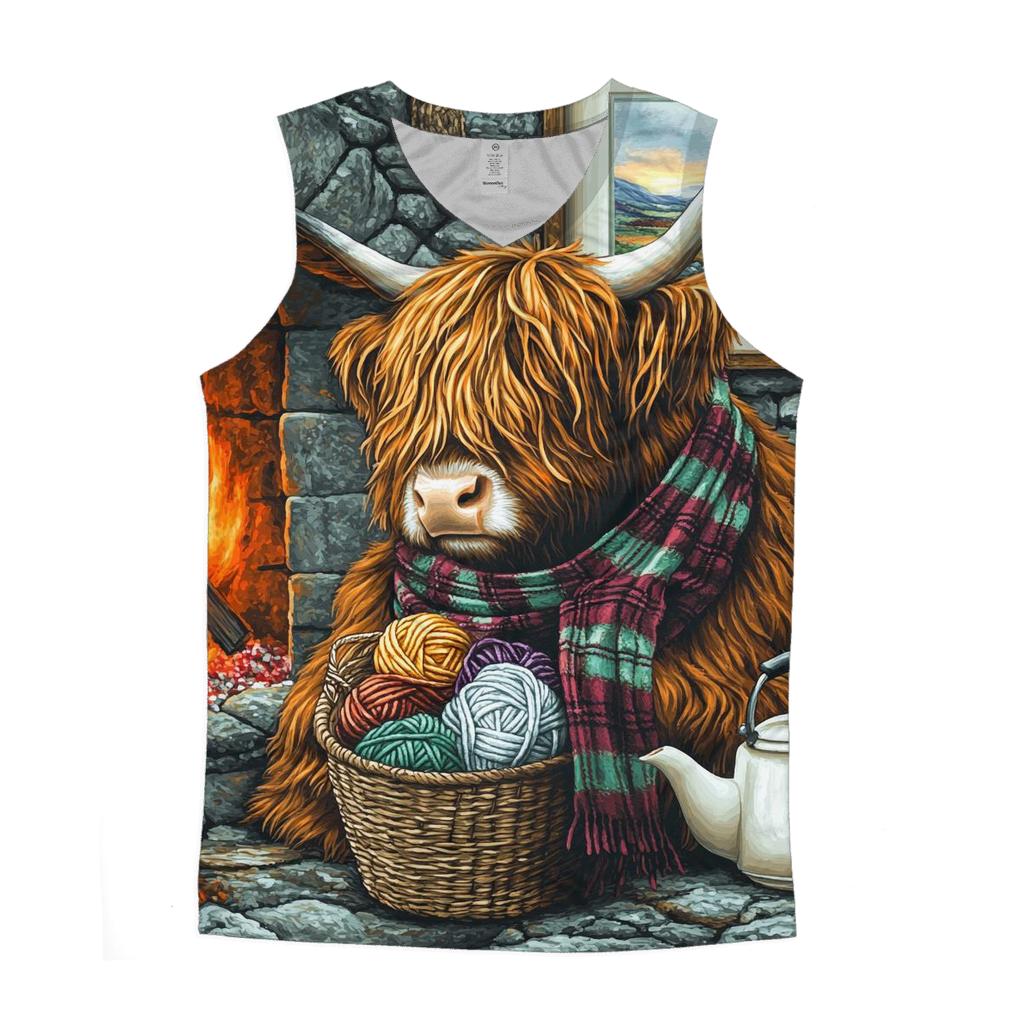 Highland Cow Hearthside Knitting Helper custom tank tops