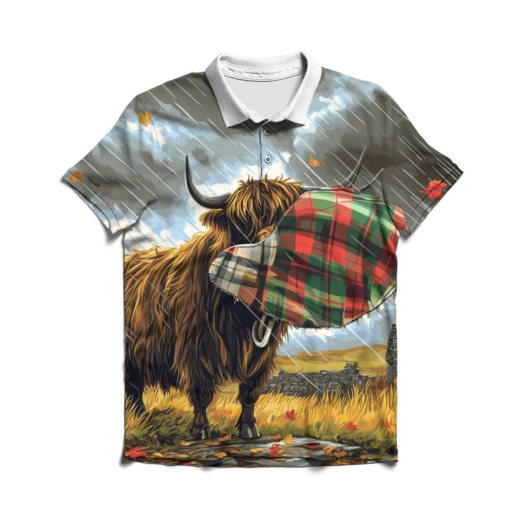 Highland Cow Storm Cloud Umbrella branded logo polo shirts