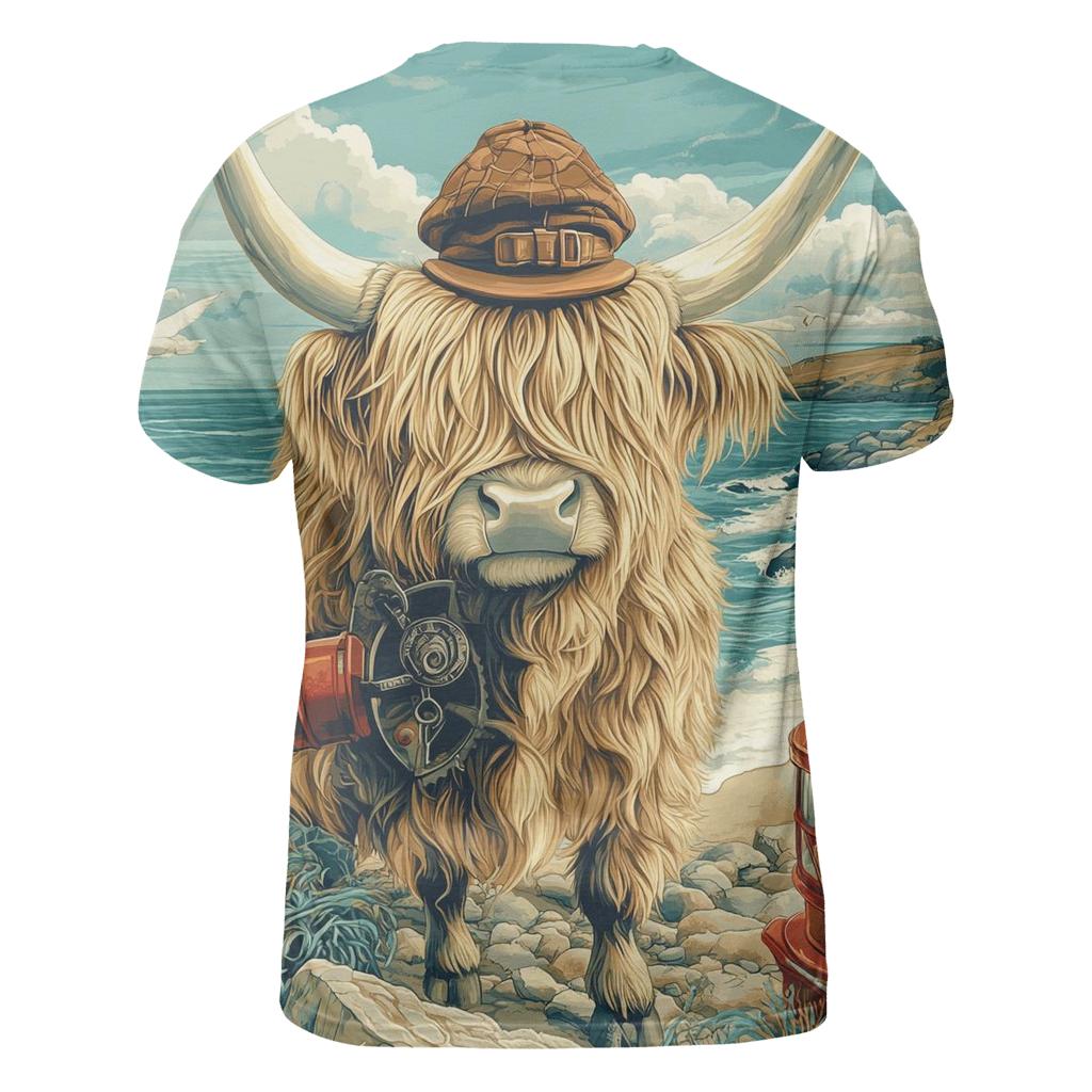 Highland Cow Lighthouse Keeper trendy printed shirt styles