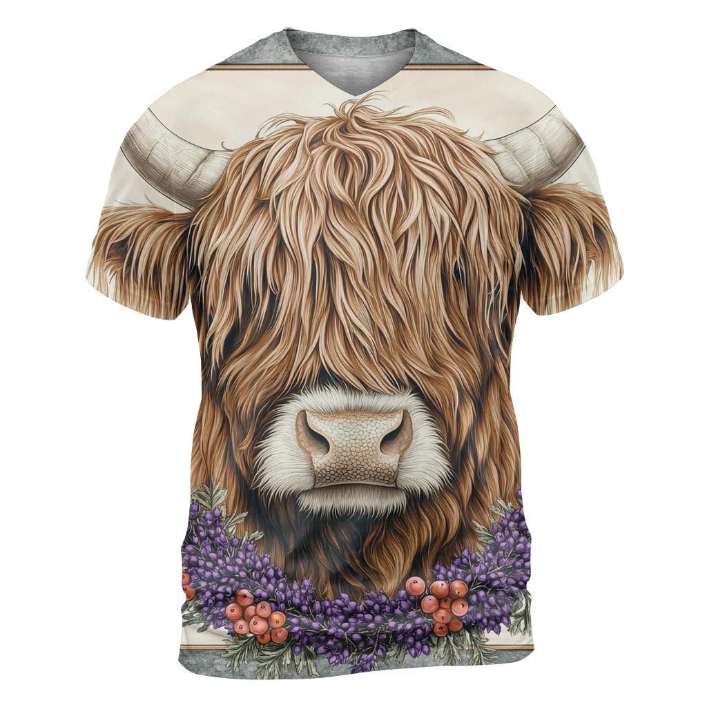 Heather Studio Portrait, Highland Cow creative print fashion shirts