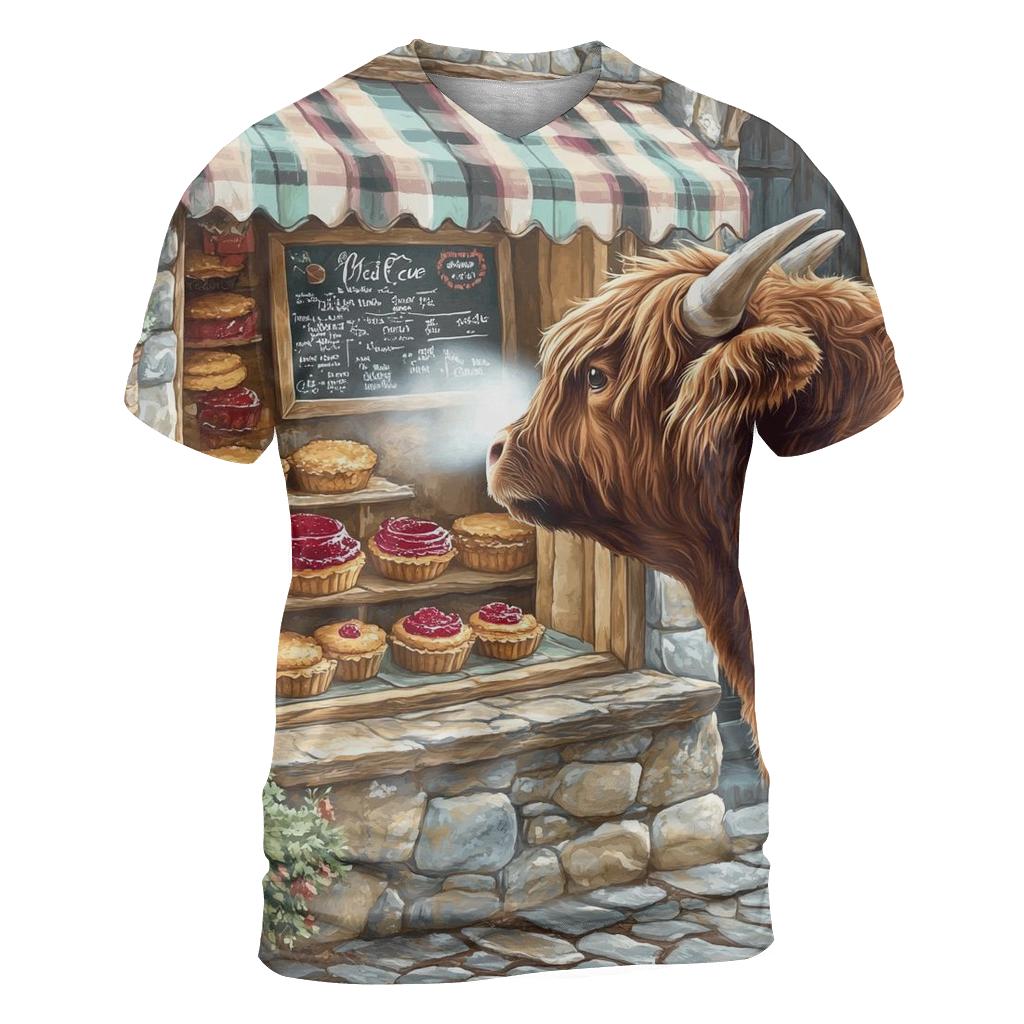 Highland Cow Bakery Window Watch artistic all-over print tops