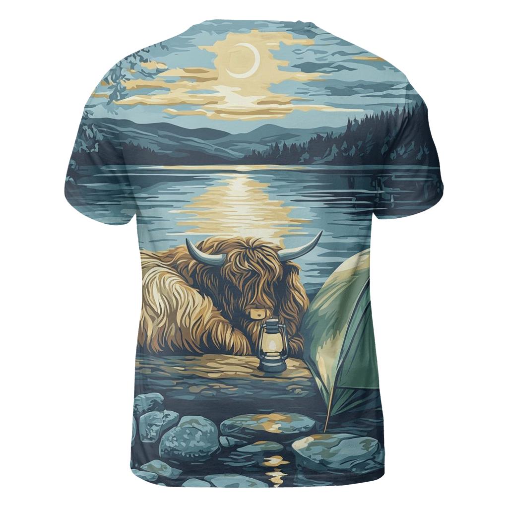Highland Cow Lochside Lantern Camp creative print fashion shirts