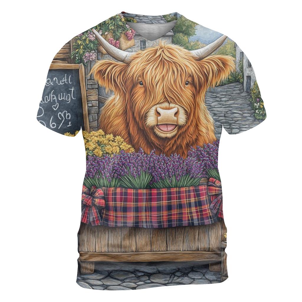 Highland Cow Market Flower Seller custom all-over print shirts