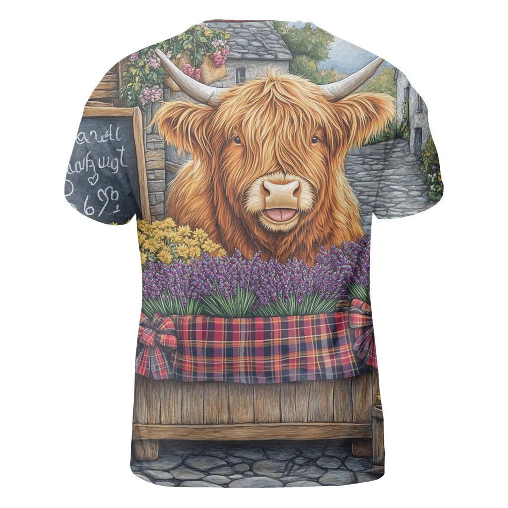 Highland Cow Market Flower Seller custom all-over print shirts