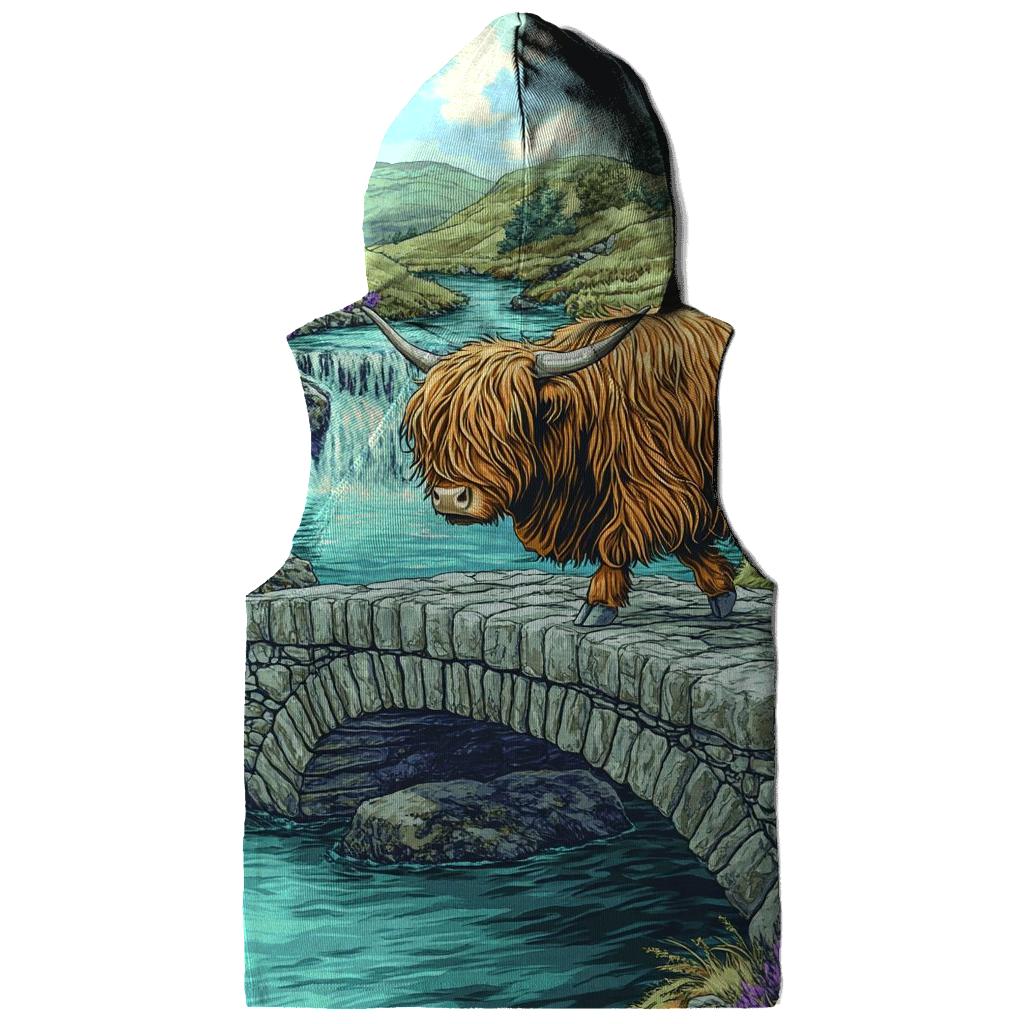 Highland Cow Stone Bridge Crossing graphic hoodies