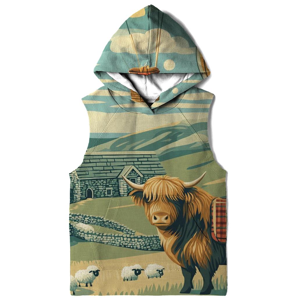 Highland Cow Balloon Mail Delivery zip-up hoodies