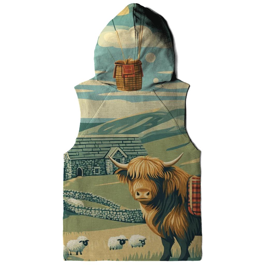 Highland Cow Balloon Mail Delivery zip-up hoodies