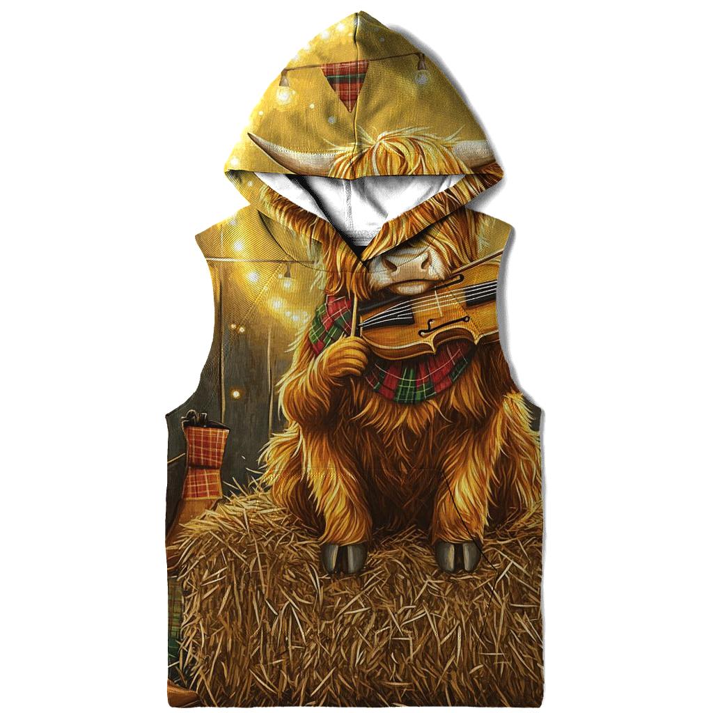 Highland Cow Ceilidh Fiddle Time pullover hoodies