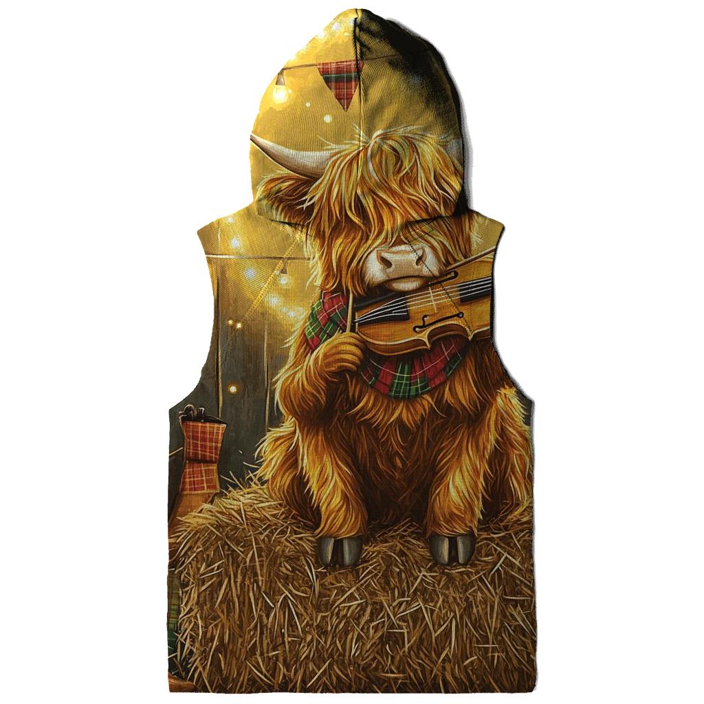 Highland Cow Ceilidh Fiddle Time pullover hoodies