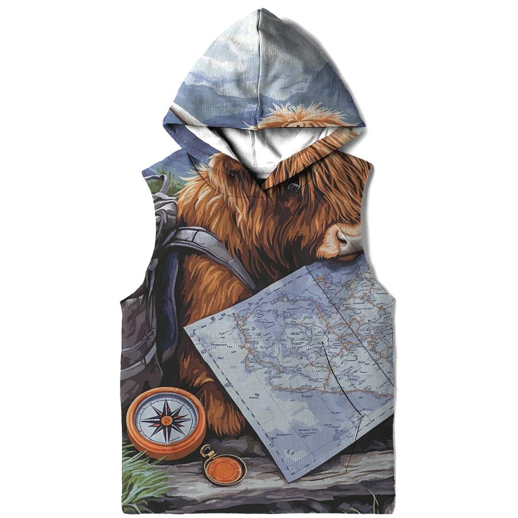 Highland Cow Mountain Map Reader heavyweight hoodies
