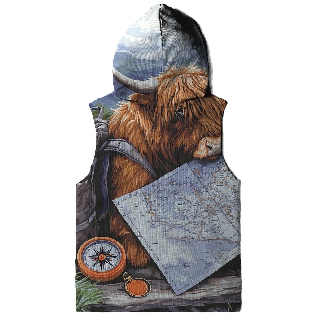 Highland Cow Mountain Map Reader heavyweight hoodies
