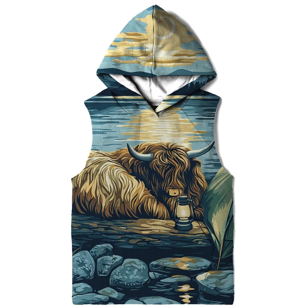 Highland Cow Lochside Lantern Camp hoodie styles