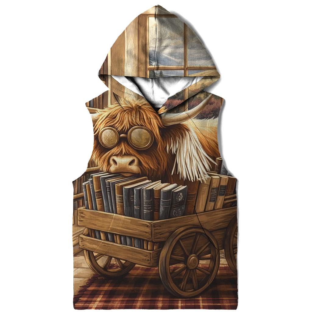 Highland Cow Library Book Cart embroidered hoodies
