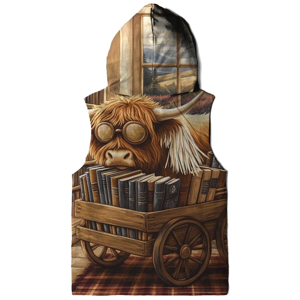 Highland Cow Library Book Cart embroidered hoodies