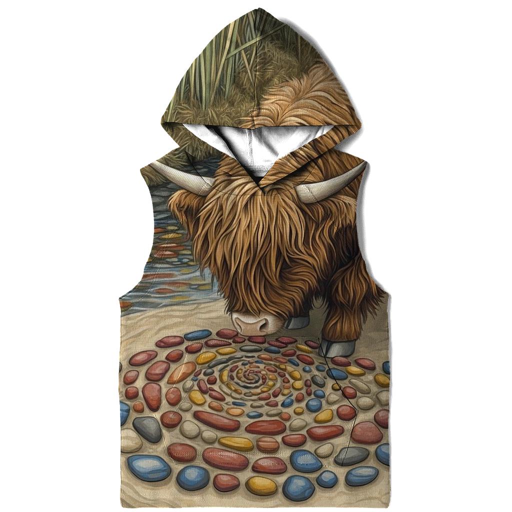 Highland Cow River Pebble Artist designer hoodies