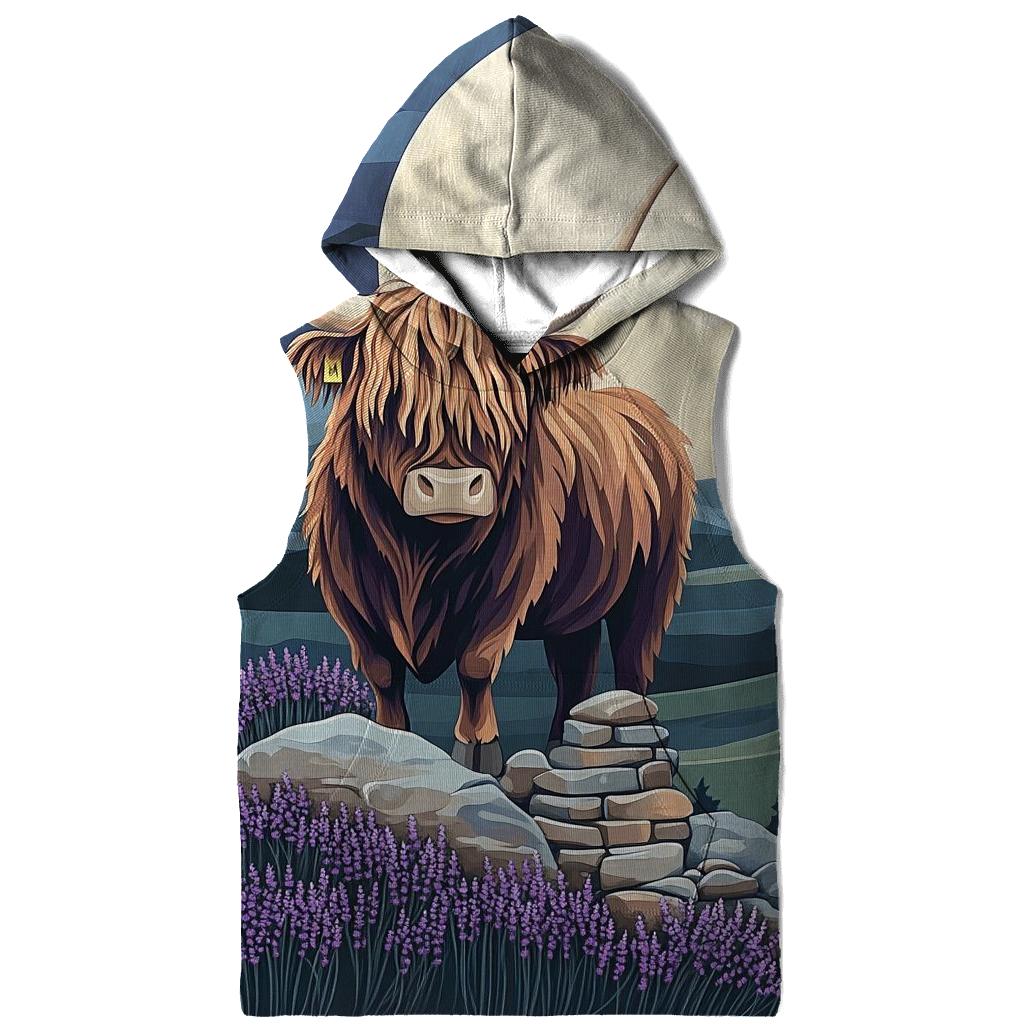 Highland Cow Moonlit Heather Silhouette hoodies fashion