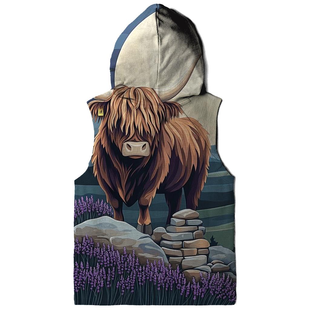 Highland Cow Moonlit Heather Silhouette hoodies fashion