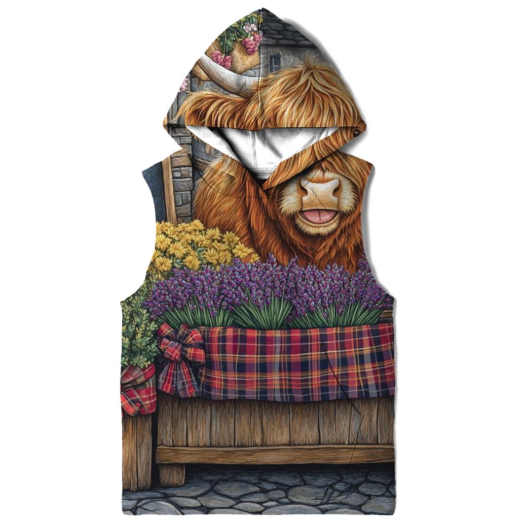 Highland Cow Market Flower Seller heavyweight hoodies