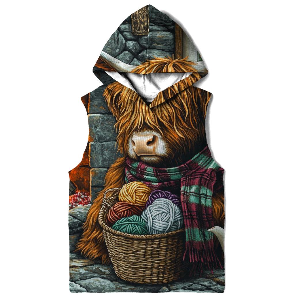 Highland Cow Hearthside Knitting Helper custom hoodies