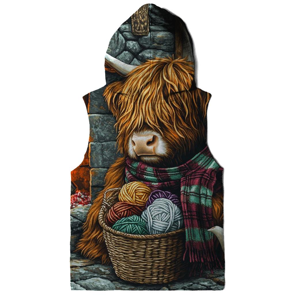 Highland Cow Hearthside Knitting Helper custom hoodies