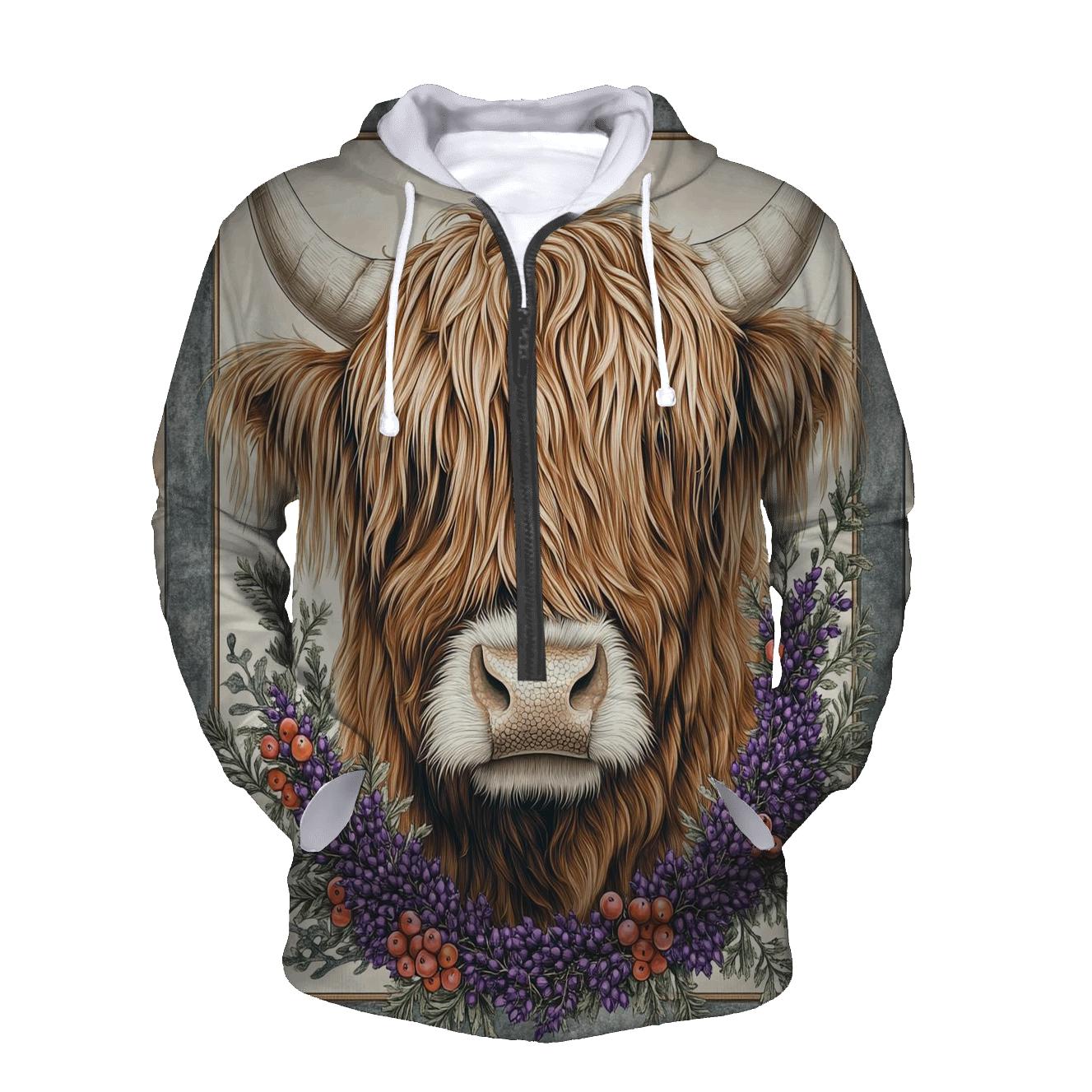 Heather Studio Portrait, Highland Cow hoodie designs
