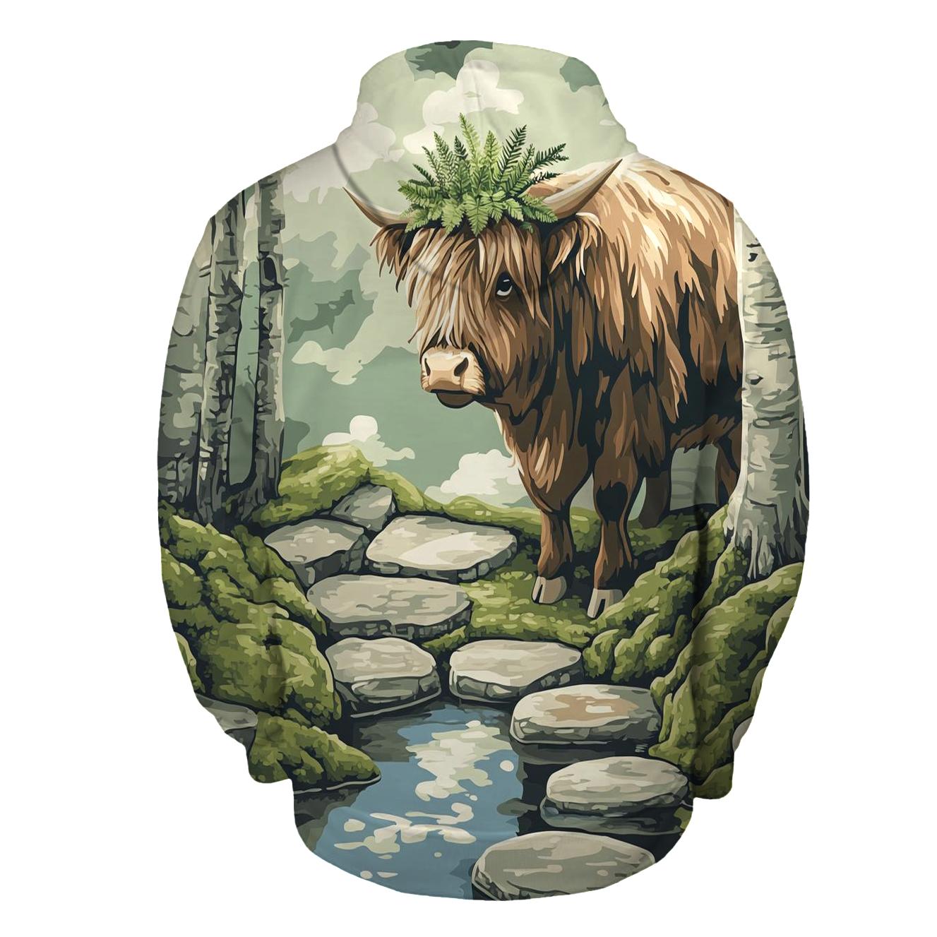 Highland Cow Moss Garden Guardian heavyweight hoodies
