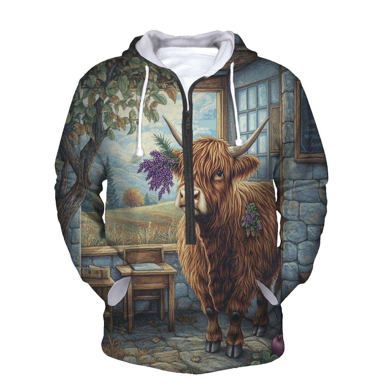Highland Cow Classroom Nature Helper graphic hoodies