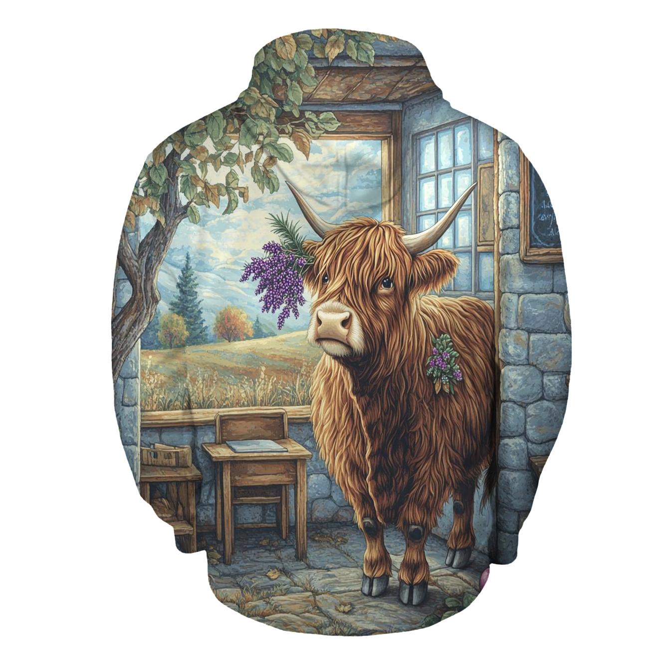 Highland Cow Classroom Nature Helper graphic hoodies