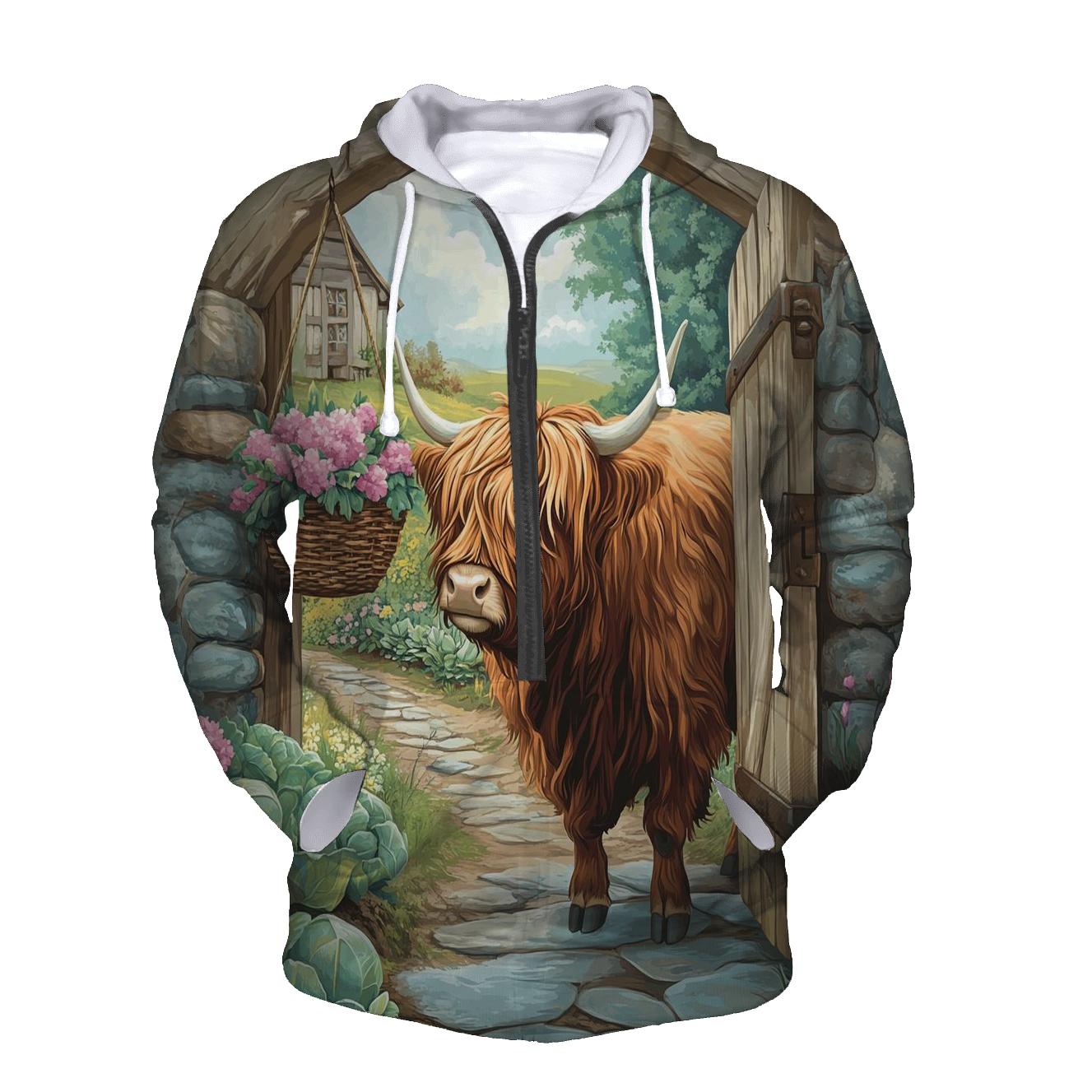 Highland Cow Garden Gate Greeter hoodie trends