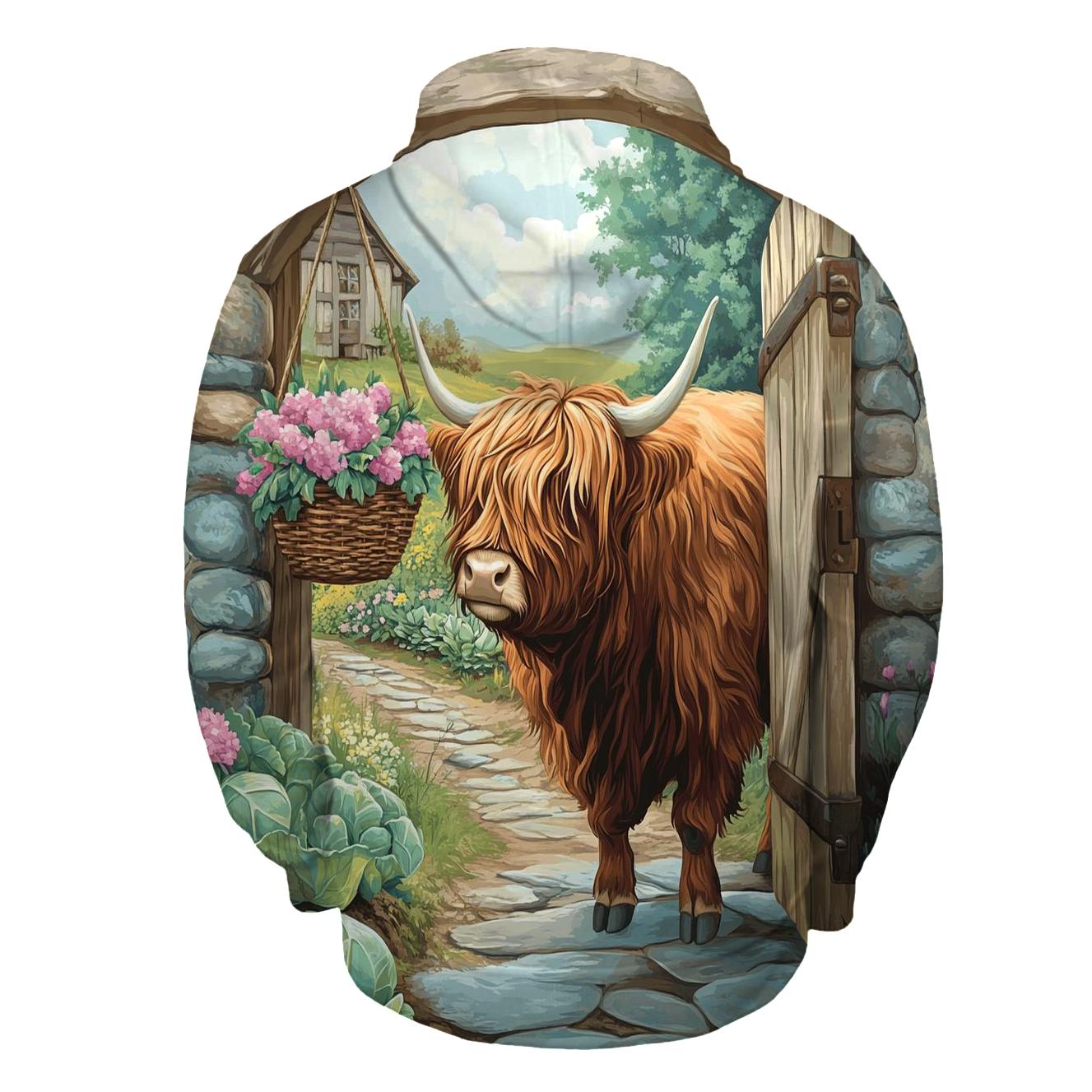 Highland Cow Garden Gate Greeter hoodie trends