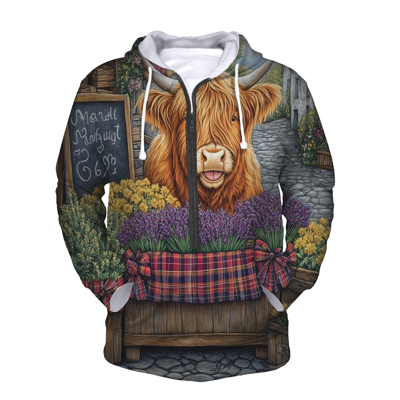 Highland Cow Market Flower Seller hoodies fashion
