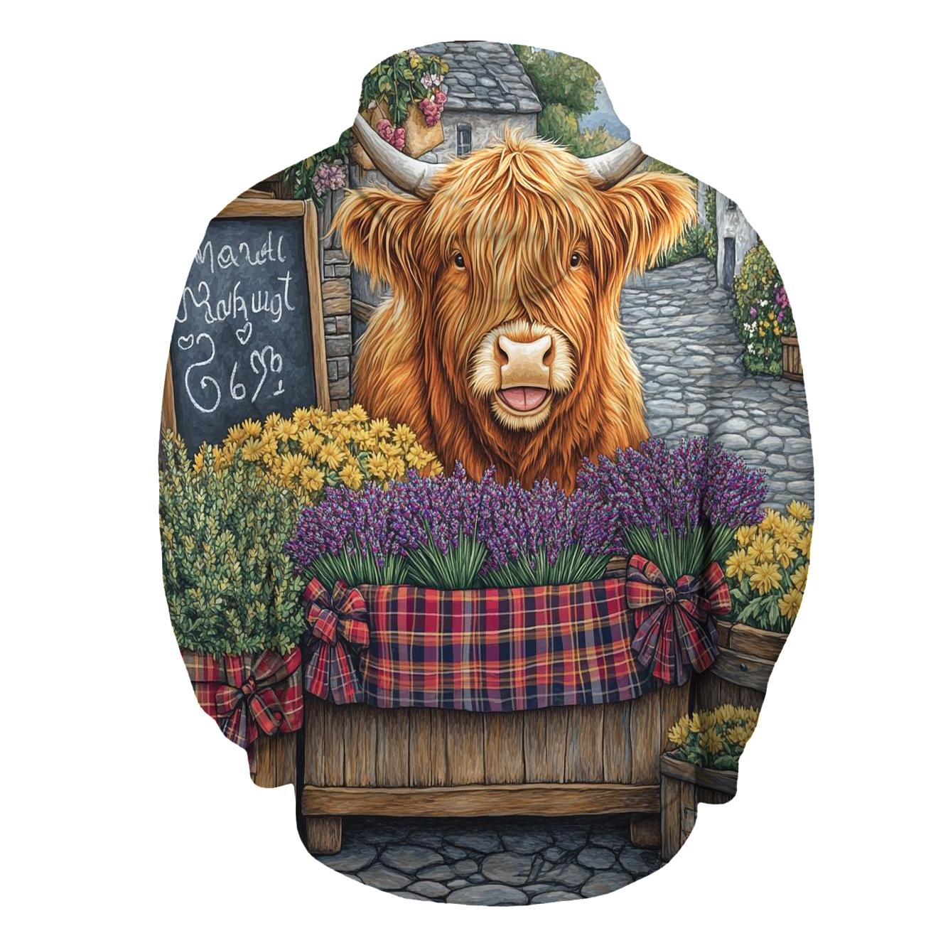 Highland Cow Market Flower Seller hoodies fashion