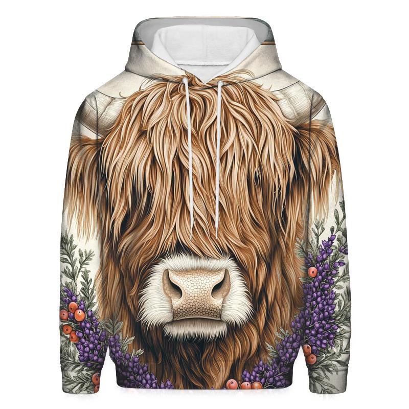 Heather Studio Portrait, Highland Cow lightweight hoodies