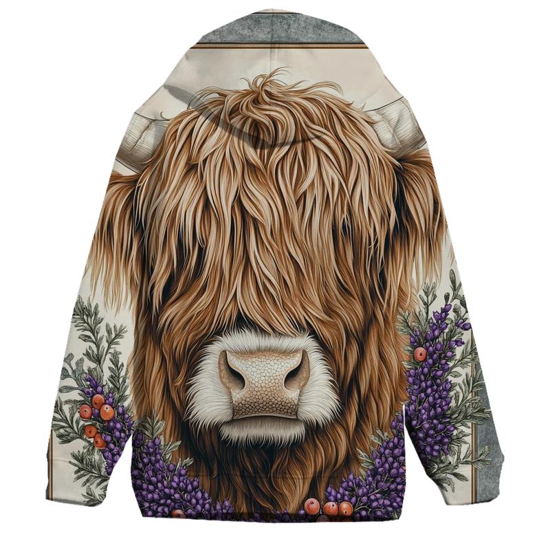 Heather Studio Portrait, Highland Cow lightweight hoodies
