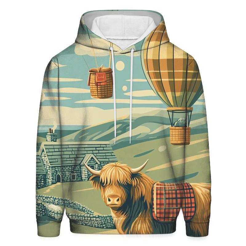 Highland Cow Balloon Mail Delivery hoodie styles