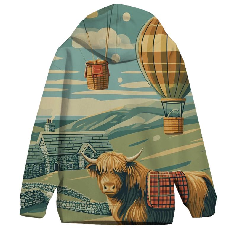 Highland Cow Balloon Mail Delivery hoodie styles