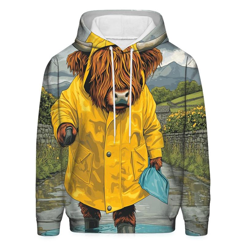 Highland Cow Raincoat Puddle Hop premium hoodies