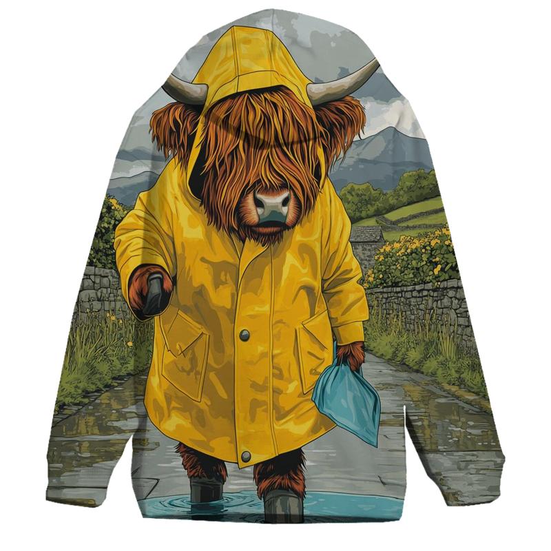 Highland Cow Raincoat Puddle Hop premium hoodies