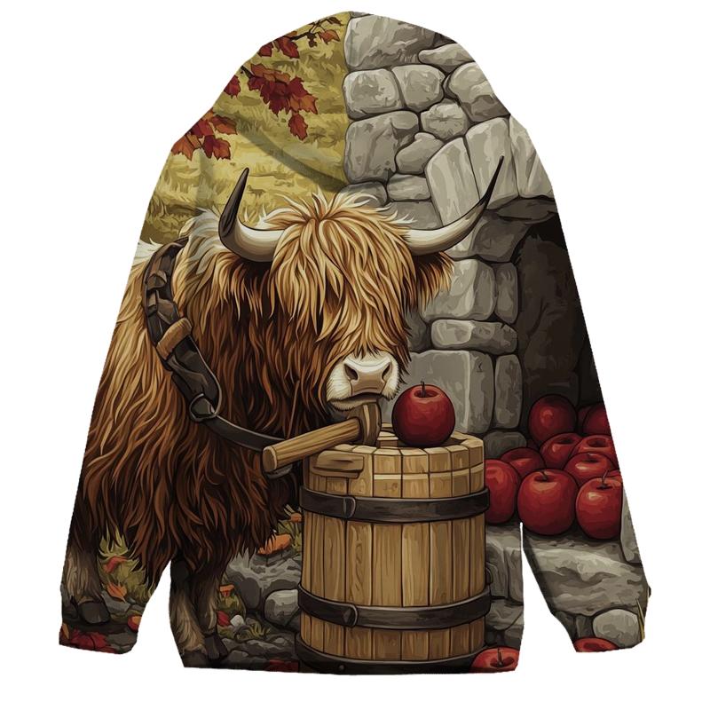 Highland Cow Orchard Cider Press graphic hoodies