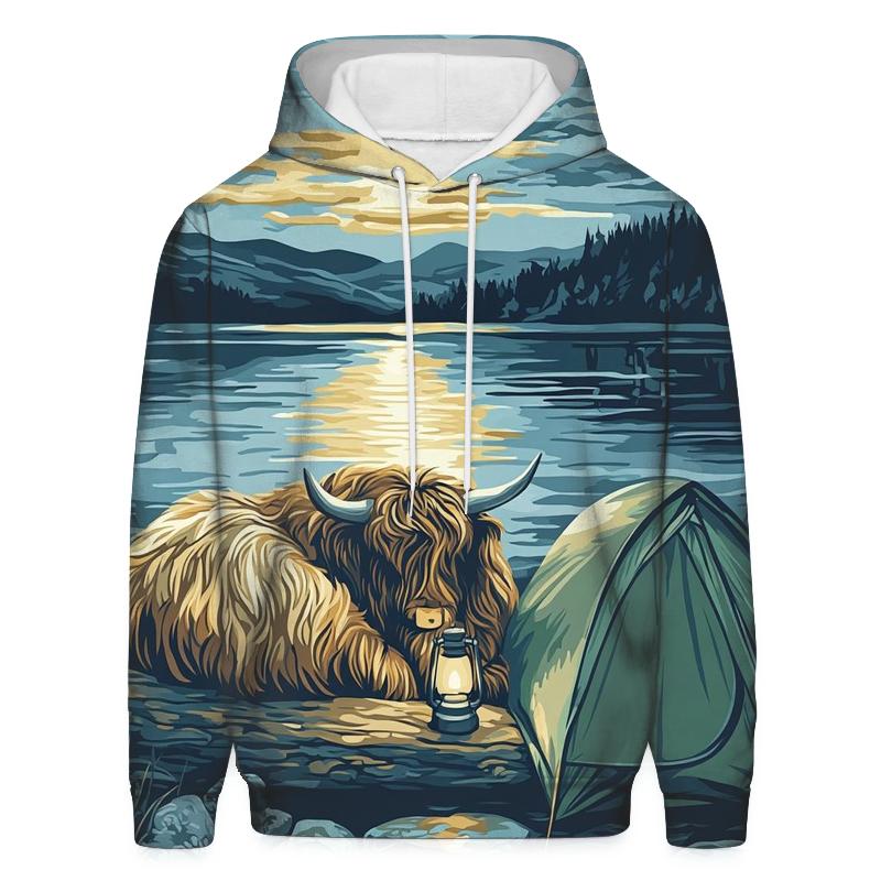 Highland Cow Lochside Lantern Camp hoodie trends