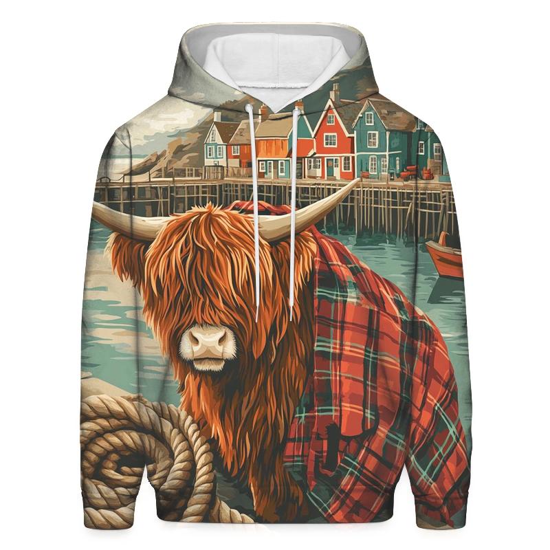 Highland Cow Harbor Rope Coiler lightweight hoodies