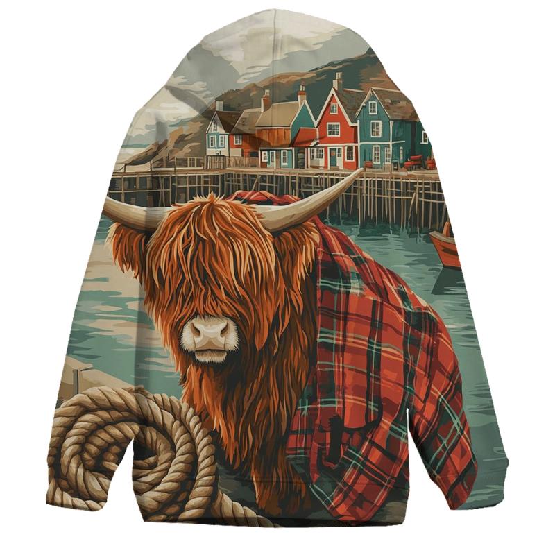 Highland Cow Harbor Rope Coiler lightweight hoodies
