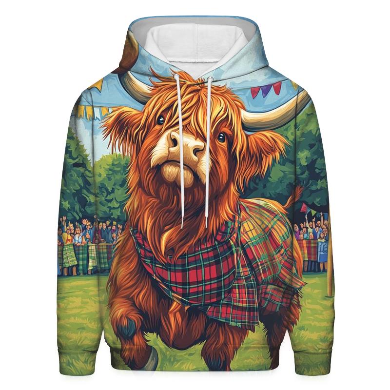 Highland Cow Highland Games Weight Toss custom hoodies