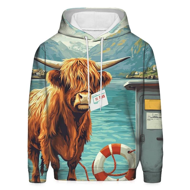 Highland Cow Ferry Ticket Holder hoodie trends