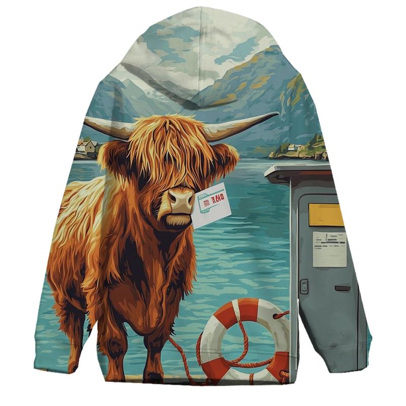Highland Cow Ferry Ticket Holder hoodie trends