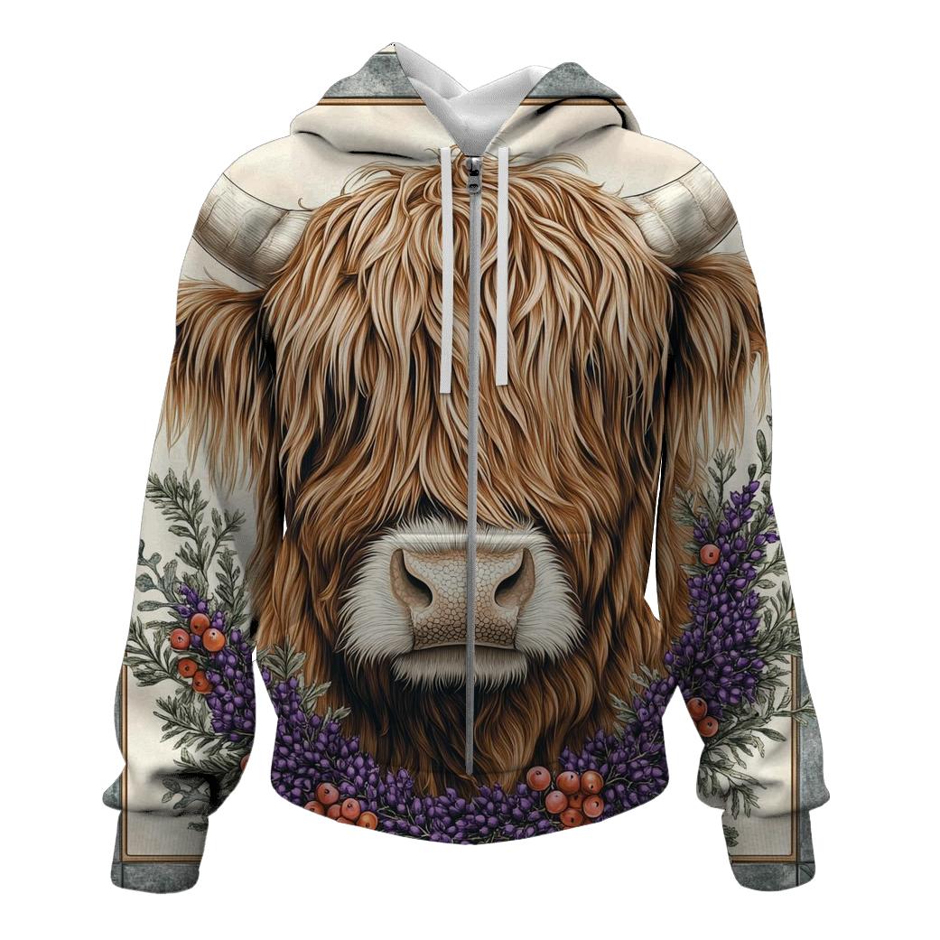 Heather Studio Portrait, Highland Cow custom hoodies