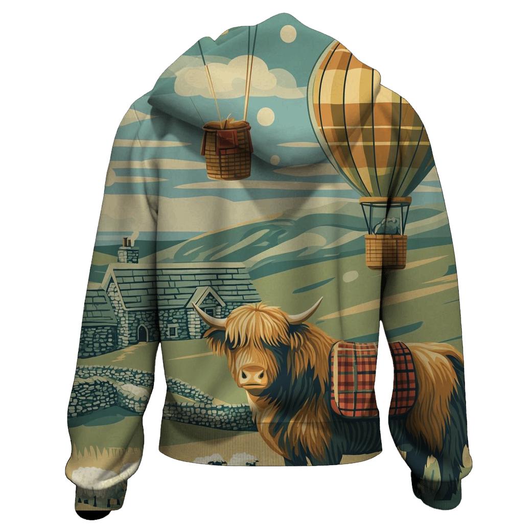 Highland Cow Balloon Mail Delivery hoodie styles