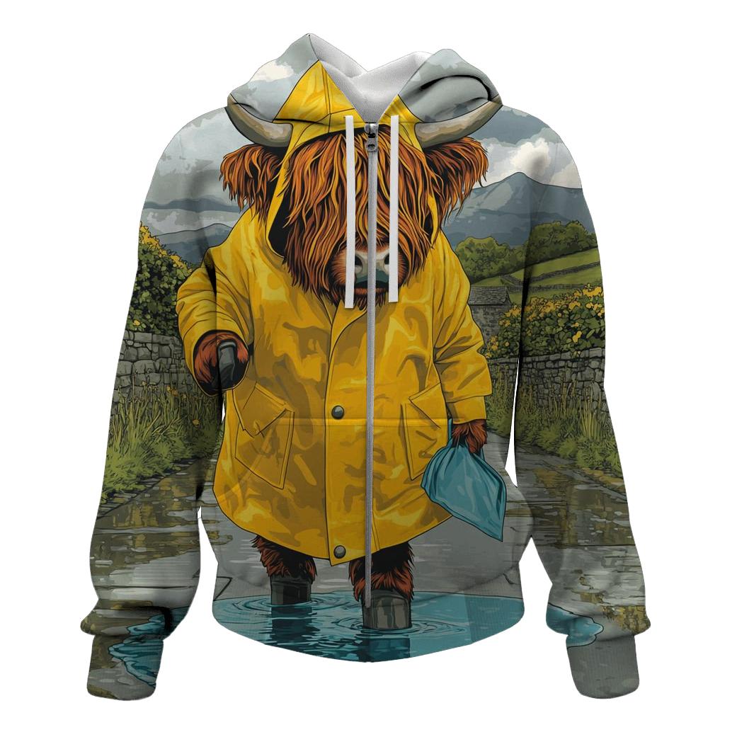 Highland Cow Raincoat Puddle Hop hoodies fashion