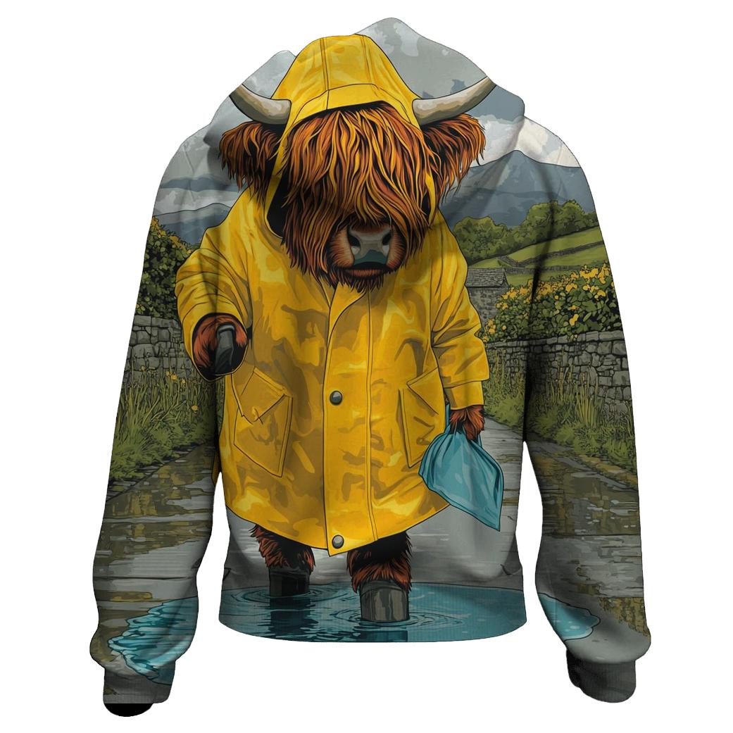 Highland Cow Raincoat Puddle Hop hoodies fashion
