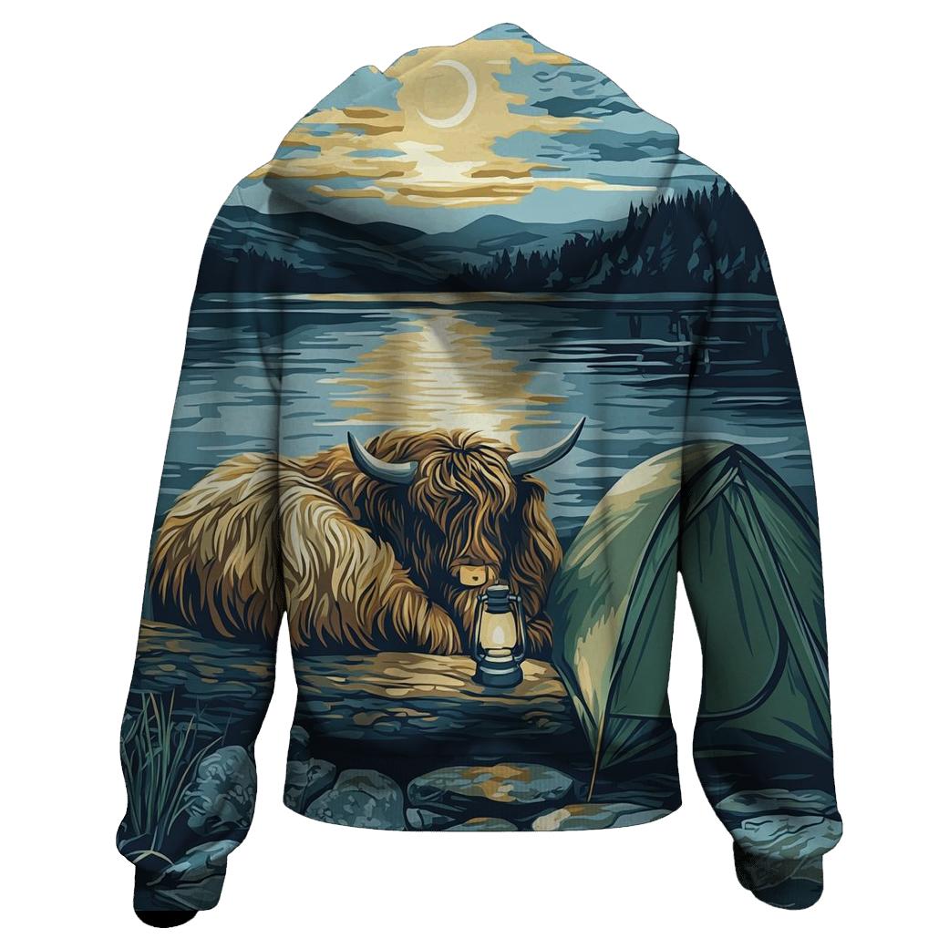Highland Cow Lochside Lantern Camp hoodies fashion